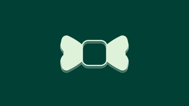 緑色の背景に隔離された白い弓タイのアイコン。4Kビデオモーショングラフィックアニメーション. - 映像、動画