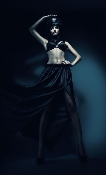 Woman in long black skirt - Zdjęcie, obraz