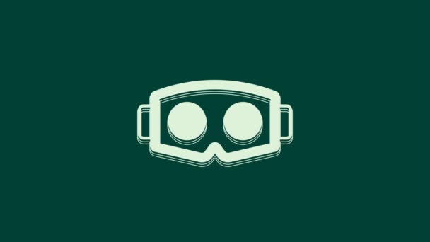 Fehér Virtuális valóság szemüveg ikon elszigetelt zöld háttérrel. Sztereoszkopikus 3D-s vr maszk. Optikai fejre szerelt kijelző. 4K Videó mozgás grafikus animáció. - Felvétel, videó