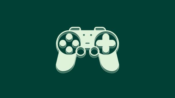 Icono de Gamepad blanco aislado sobre fondo verde. Controlador de juego. Animación gráfica de vídeo 4K. - Imágenes, Vídeo