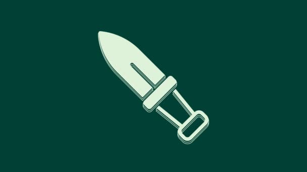 Beyaz Hançer simgesi yeşil arka planda izole edildi. Bıçak ikonu. Keskin bıçaklı kılıç. 4K Video hareketli grafik canlandırması. - Video, Çekim