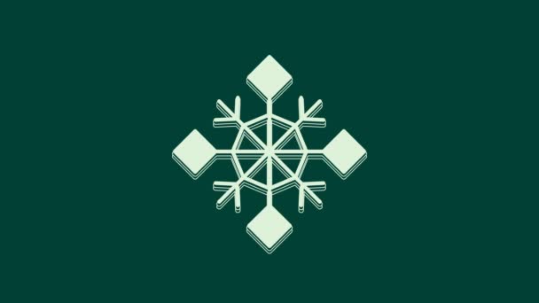 Fehér Hópihe ikon elszigetelt zöld háttérrel. Boldog karácsonyt és boldog új évet! 4K Videó mozgás grafikus animáció. - Felvétel, videó