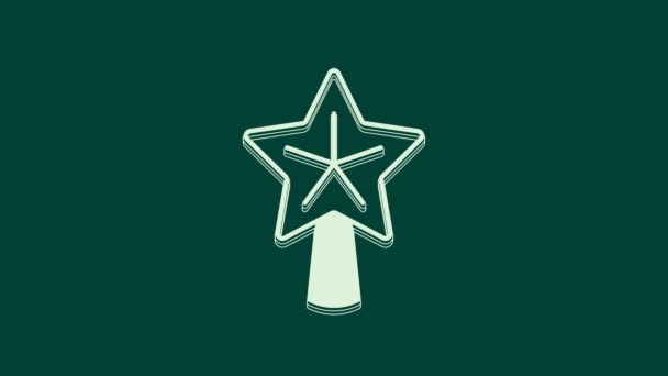 Icona della stella di Natale bianca isolata su sfondo verde. Buon Natale e felice anno nuovo. Animazione grafica 4K Video motion. - Filmati, video