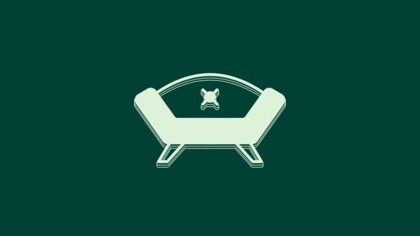 Символ белого дивана выделен на зеленом фоне. Видеографическая анимация 4K. - Кадры, видео