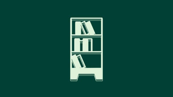 Weißes Bücherregalsymbol isoliert auf grünem Hintergrund. 4K Video Motion Grafik Animation. - Filmmaterial, Video