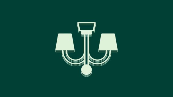 Icono de candelabro blanco aislado sobre fondo verde. Animación gráfica de vídeo 4K. - Metraje, vídeo