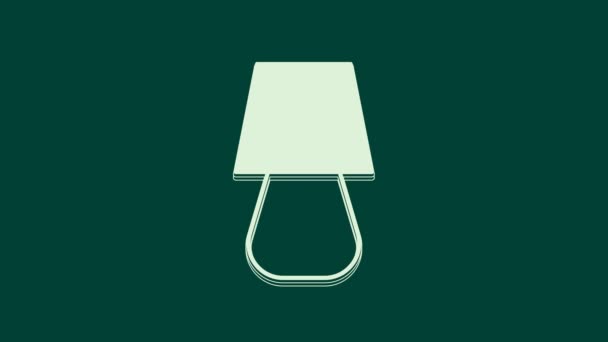 Witte Tafellamp pictogram geïsoleerd op groene achtergrond. 4K Video motion grafische animatie. - Video