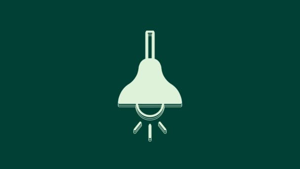 White Lamp hanging icon isolated on green background. Ceiling lamp light bulb. 4K Video motion graphic animation. - Footage, Video