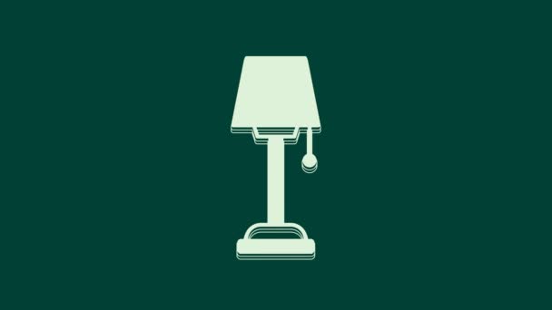 Ikona bílé podlahové lampy izolovaná na zeleném pozadí. Grafická animace pohybu videa 4K. - Záběry, video