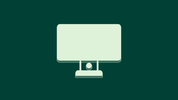 Icono de monitor de computadora blanca aislado sobre fondo verde. Signo de componente PC. Animación gráfica de vídeo 4K. - Metraje, vídeo