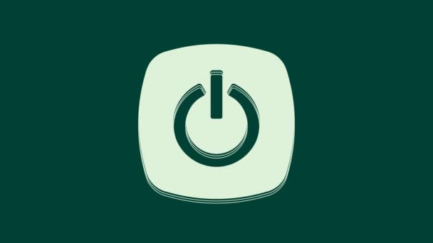 White Power button icon isolated on green background. Start sign. 4K Video motion graphic animation. - Footage, Video