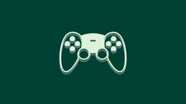 Controlador de juego blanco o joystick para consola de juegos icono aislado sobre fondo verde. Animación gráfica de vídeo 4K. - Metraje, vídeo