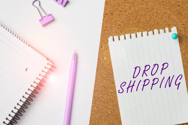 Text showing inspiration Drop Shipping, Concept meaning to send goods from a manufacturer directly to a customer instead of to the retailer - 写真・画像