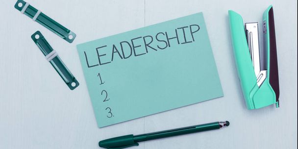 Text sign showing Leadership, Internet Concept Ability Activity involving leading a group of people or company - Photo, Image