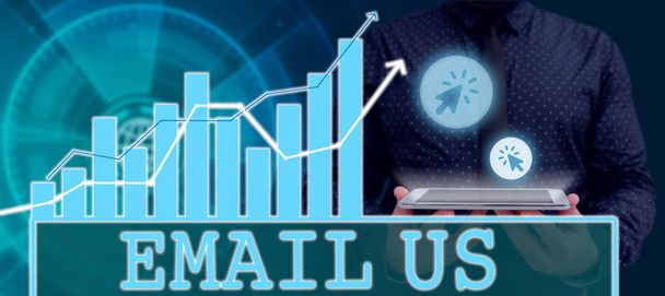 Konzeptionelle Bildunterschrift E-Mail Us, Word für das Senden einer kommerziellen Nachricht an eine Gruppe von Menschen, die E-Mail verwenden - Foto, Bild