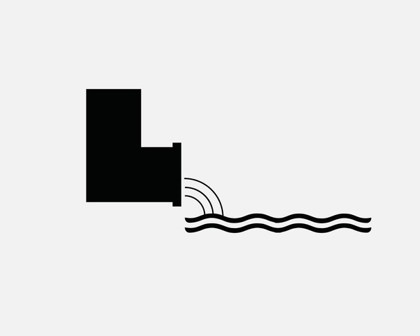 Промышленные отходы сточных вод Вектор загрязнения иконы Отходы Черно-белый силуэт Символический знак Графический клипарт Иллюстрация Пиктограмма - Вектор,изображение