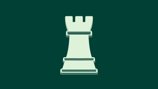 Ikona Bílé šachy izolovaná na zeleném pozadí. Obchodní strategie. Hra, management, finance. Grafická animace pohybu videa 4K. - Záběry, video