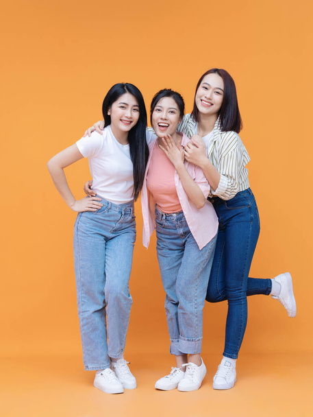 Image of young three Asian girl on background - Φωτογραφία, εικόνα