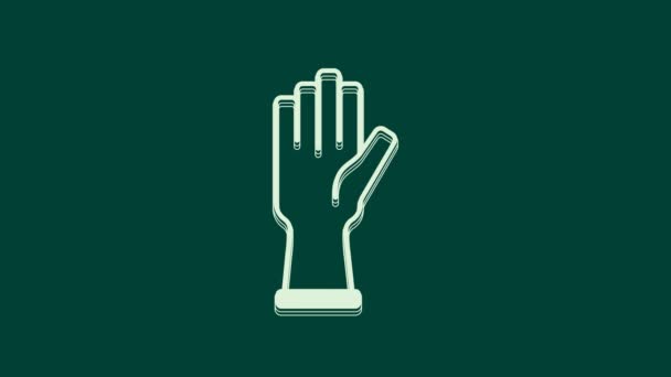 Bílé ochranné rukavice ikona izolované na zeleném pozadí. Grafická animace pohybu videa 4K. - Záběry, video