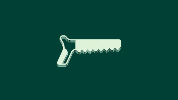 White Hand saw icon isolated on green background. 4K Video motion graphic animation. - Footage, Video