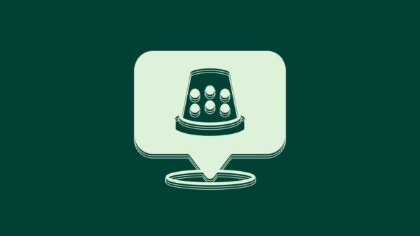 Fehér gyűszű varrás ikon elszigetelt zöld alapon. 4K Videó mozgás grafikus animáció. - Felvétel, videó