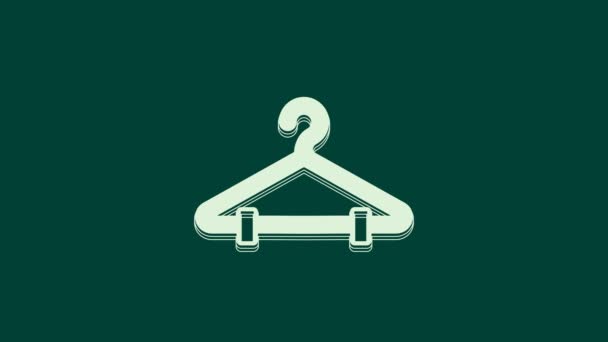 Witte Hanger garderobe pictogram geïsoleerd op groene achtergrond. Cloakroom icoon. Kleding service symbool. Wasserij hangerbord. 4K Video motion grafische animatie. - Video