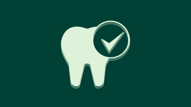 Λευκό εικονίδιο δοντιού απομονωμένο σε πράσινο φόντο. Δόντι σύμβολο για την οδοντιατρική κλινική ή οδοντιατρείο ιατρικό κέντρο και οδοντόπαστα πακέτο. 4K Γραφική κίνηση κίνησης βίντεο. - Πλάνα, βίντεο
