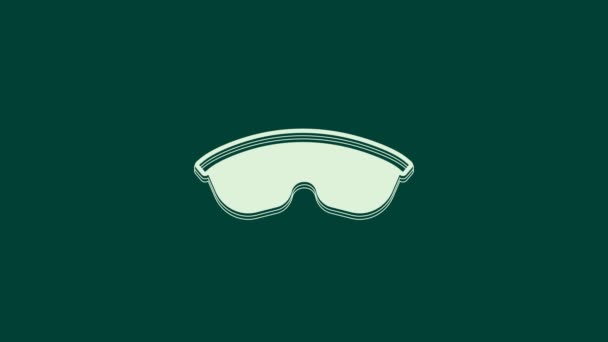 Белый защитные очки значок изолирован на зеленом фоне. Видеографическая анимация 4K. - Кадры, видео