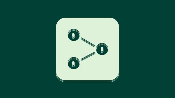 White Share icon isolated on green background. Share, sharing, communication pictogram, social media, connection, network. 4K Video motion graphic animation. - Footage, Video