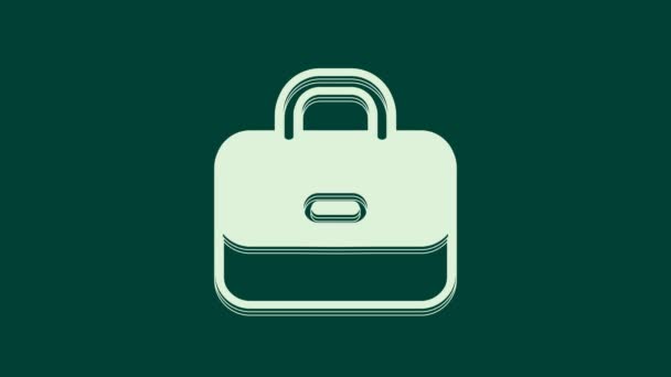 White Briefcase icoon geïsoleerd op groene achtergrond. Zakelijk dossier. Zakelijke portefeuille. 4K Video motion grafische animatie. - Video