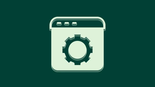 White Browser setting icon isolated on green background. Adjusting, service, maintenance, repair, fixing. 4K Video motion graphic animation. - Footage, Video