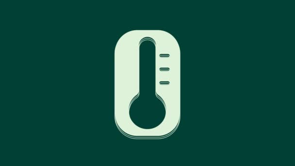 Beyaz Meteoroloji termometresi yeşil zeminde izole edilmiş ısı ve soğuk ikonu ölçüyor. Termometre termometresi sıcak ya da soğuk hava gösteriyor. 4K Video hareketli grafik canlandırması. - Video, Çekim