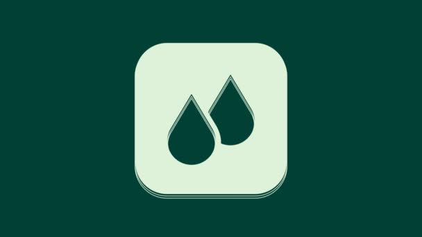 Icono de gota de agua blanca aislado sobre fondo verde. Animación gráfica de vídeo 4K. - Metraje, vídeo