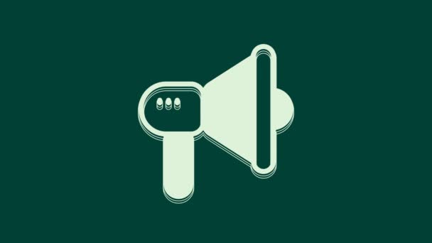 White Megaphone icon isolated on green background. Speaker sign. 4K Video motion graphic animation. - Footage, Video