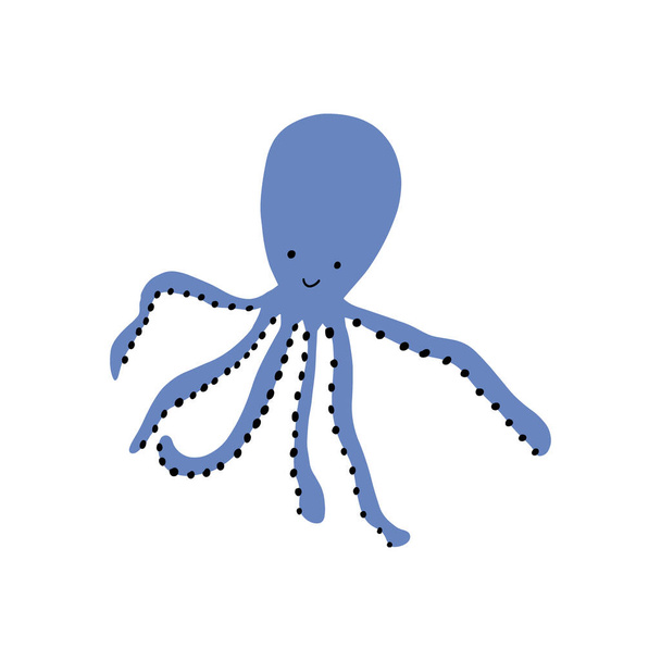 Octopus Character sea animal on deep background. Wild life illustration. Underwear world. Vector illustration. - Вектор,изображение