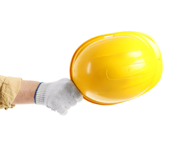 Worker with hardhat on white background - Foto, immagini