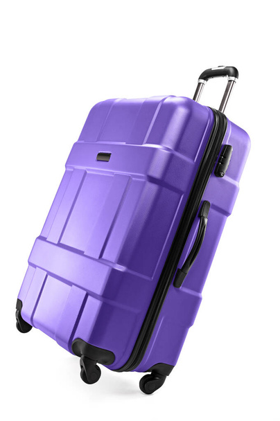 Modern plastic suitcase for traveler isolated on white background - Photo, Image