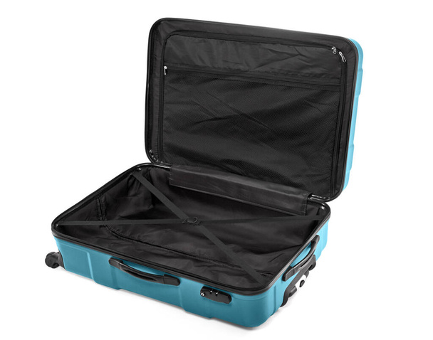 Opened empty large traveler suitcase isolated on white background - Foto, Imagem