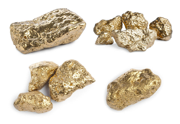 Set with gold nuggets on white background - Fotó, kép