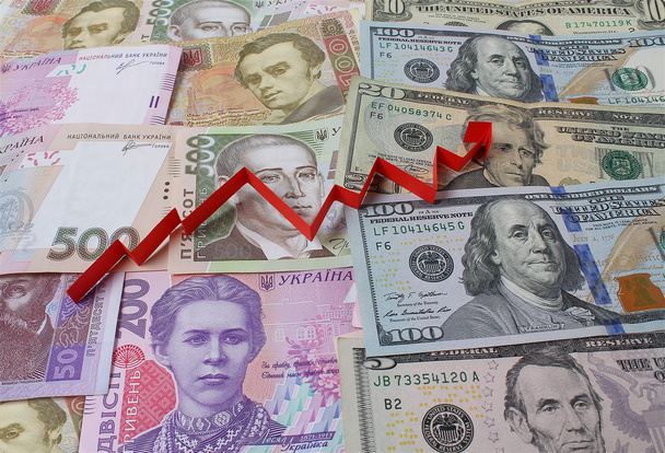 Hryvnia ucraniana, dólares e calendário
 - Foto, Imagem