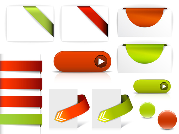 Красный и зеленый векторные элементы для веб-страниц
 - Вектор,изображение