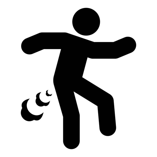 Homme pète briser vent pétant ballonnements gaz nuage puanteur mauvaise odeur flatulence icône noir couleur vecteur illustration image plat style simple - Vecteur, image