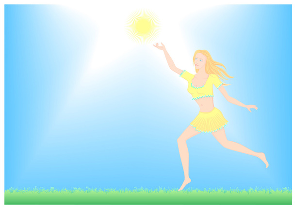 girl enjoys sun - Vector, Image