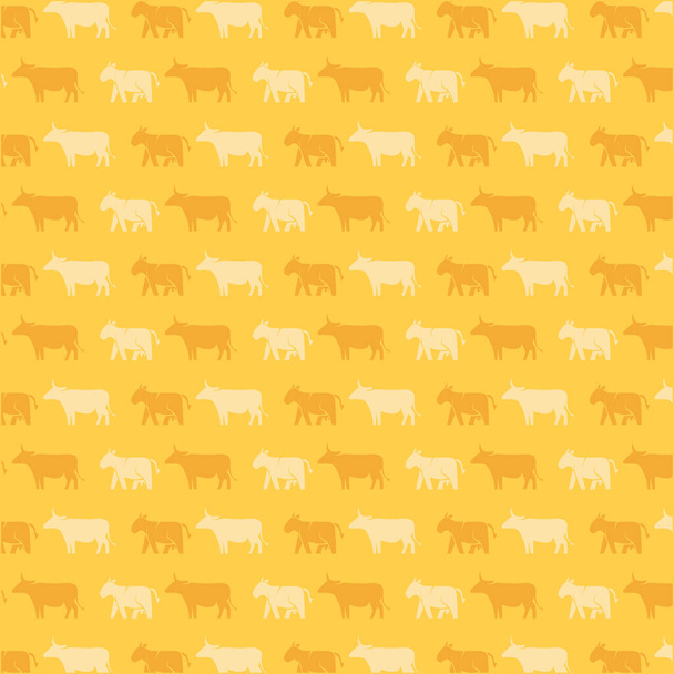 牛と黄色のパターン - ベクター画像