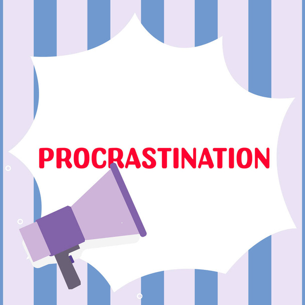 Writing displaying text Procrastination, Word Written on Delay or Postpone something boring - Photo, Image