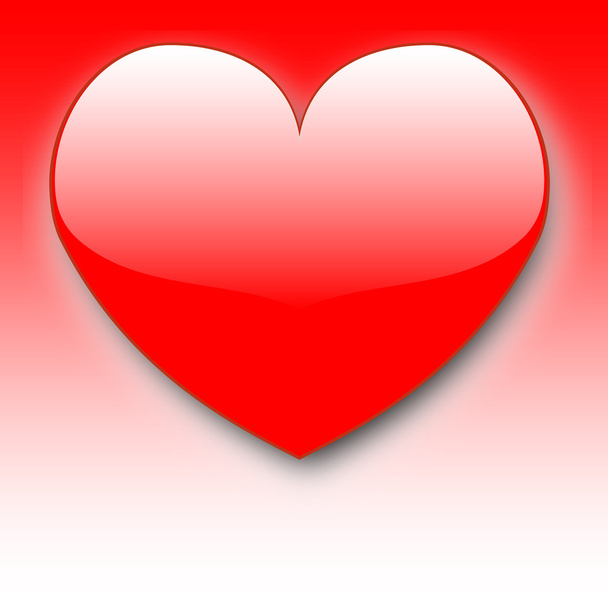 Bel cuore rosso con zona lucida su sfondo sfumato rosso e bianco
 - Foto, immagini