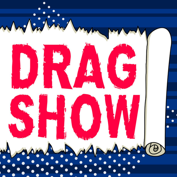 Teksten weergeven Drag Show, Business showcase competitieve evenement waar twee auto 's proberen te eindigen eerste kwart mijl afstand - Foto, afbeelding