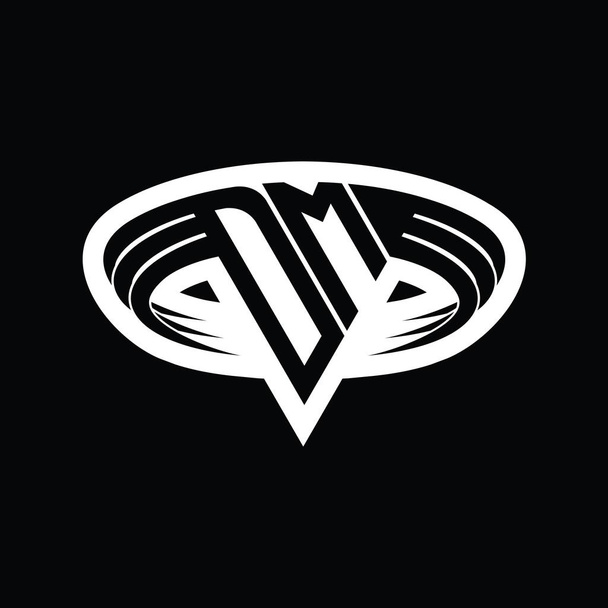 DM logo monogram písmeno s trojúhelníkovým tvarem řez izolovaný obrys design šablony - Fotografie, Obrázek