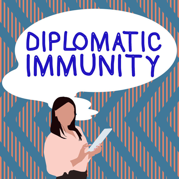 Text showing inspiration Diplomatic Immunity, Internet Concept law that gives foreign diplomats special rights in the country they are working - Zdjęcie, obraz