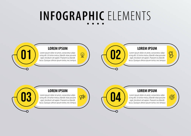Infographic design template. Timeline concept with 4 steps. Can be used for workflow layout, diagram, banner, webdesign. Vector illustration - Vetor, Imagem